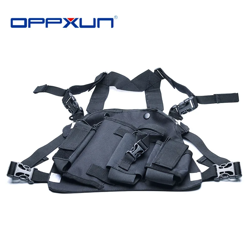 

OPPXUN Harness chest Front Pack Pouch Holster Carry bag for Baofeng UV-5R UV-82 UV-9R Plus BF-888S TYT Motorola Walkie Talkie
