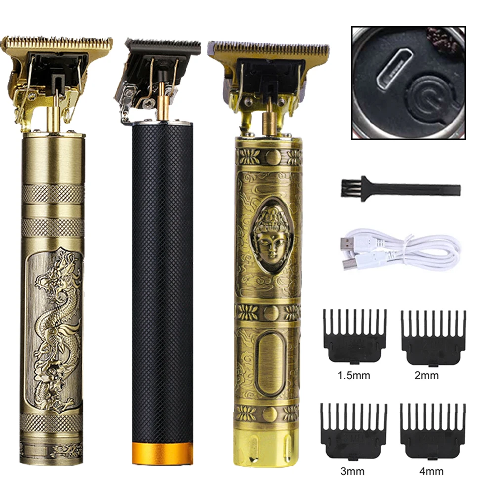 

Новый USB Перезаряжаемые лысый машинка для стрижки волос электрическая аккумуляторная бритва триммер 0 мм Для мужчин Парикмахерская Машинка для стрижки волос, ретро Стиль