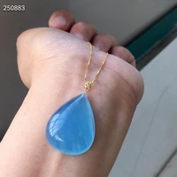 natural blue ice aquamarine women pendant clear water drop 18k gold 302311mm necklace aquamarine jewelry aaaaa