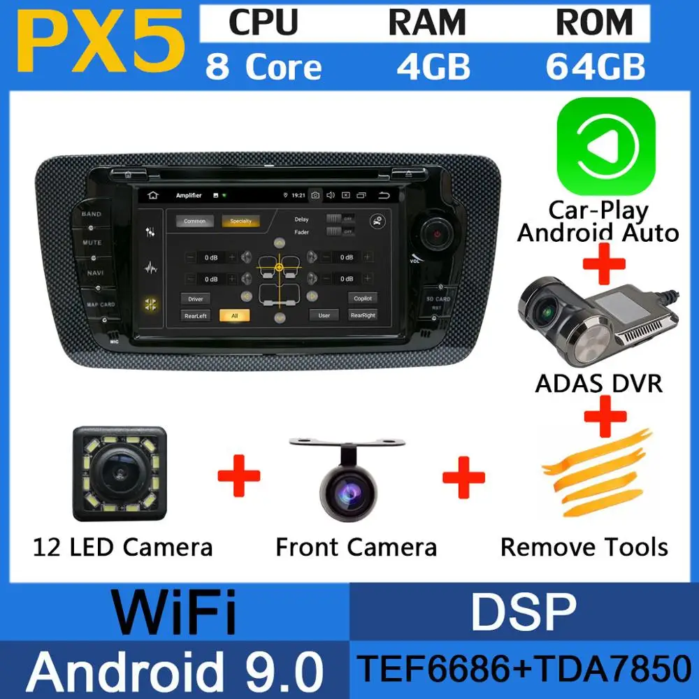 PX5-Adas-Carplay 5 USB порт Android 9,0 PX6/Восьмиядерный автомобильный dvd-плеер для сиденья Ibiza 2009 2010 2011 2012 2013 Автомобильный Радио DSP gps Мультимедиа - Цвет: PX5-Adas-Carplay