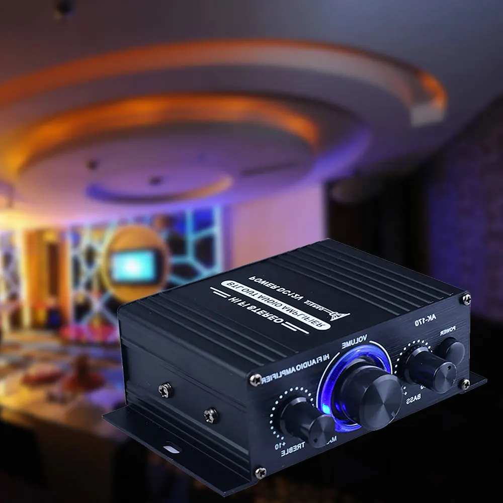 

AK170 12V HiFi Mini Audio Power Amplifier Digital Audio Receiver 20W+20W Audio Karaoke Home Theater Amplifier