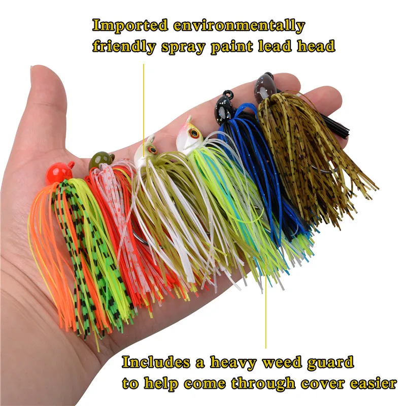 

weed guard bass jig fishing lure hooks 10g-17g weedless casting lead head bait with silicone skirts lures for Pike Trout fishing