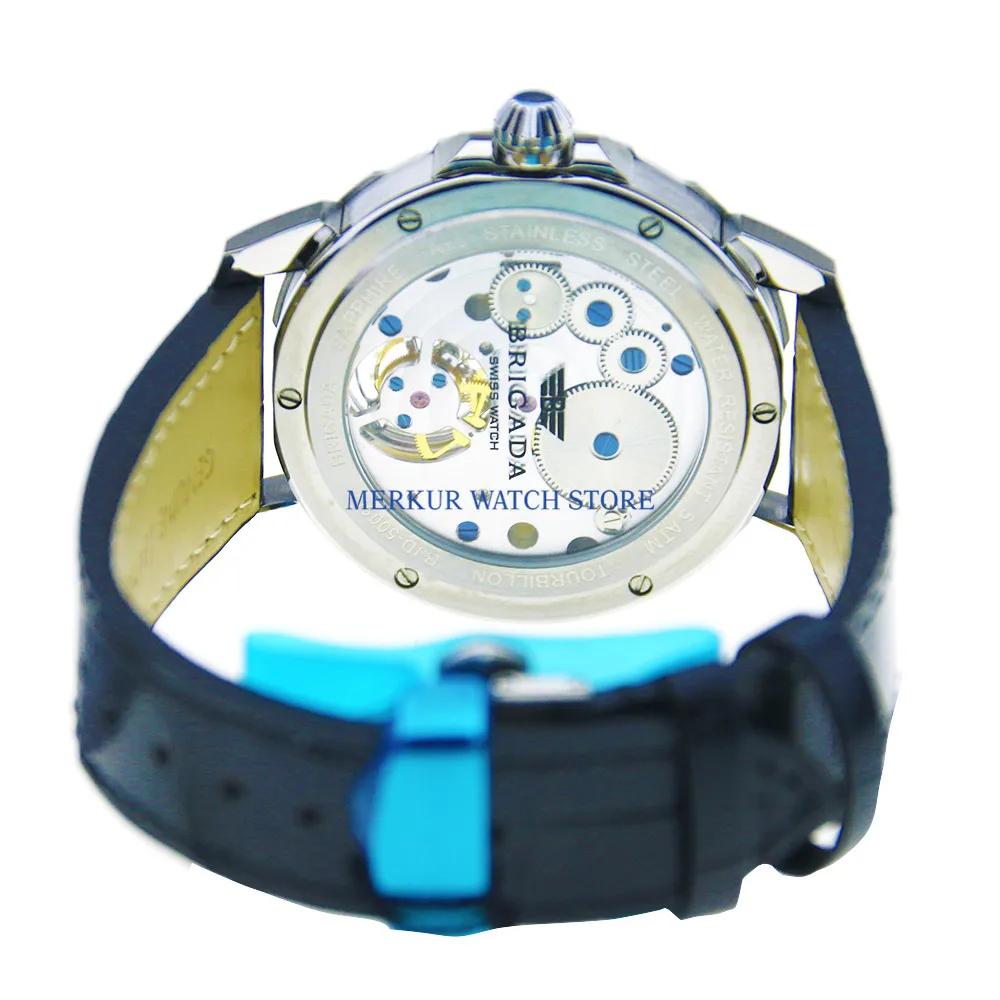 Sugess мужские часы летающие механические Tourbillon механизм Skelenton Роскошные 24 часа запас хода карусель часы