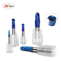 r1r2r3r4r5r6r8r10 hrc65 two edge blue nano coating ball end milling cutter for processing high hardness materials