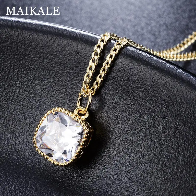 Женское простое золотое ожерелье MAIKALE с квадратным кубическим цирконием класса