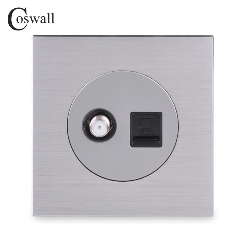 Coswall черная/серебристо-серая алюминиевая панель спутниковая розетка для