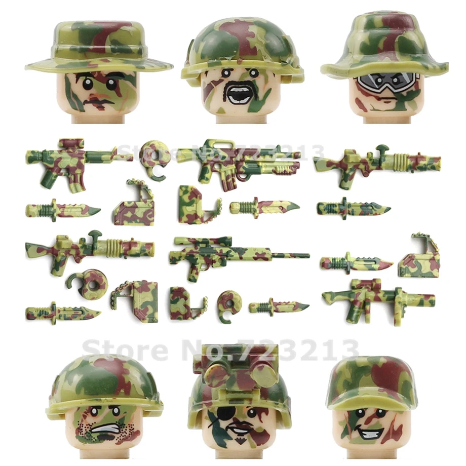 Новинка 6 шт. камуфляжное оружие SY11101 набор военных фигурок головы армейский