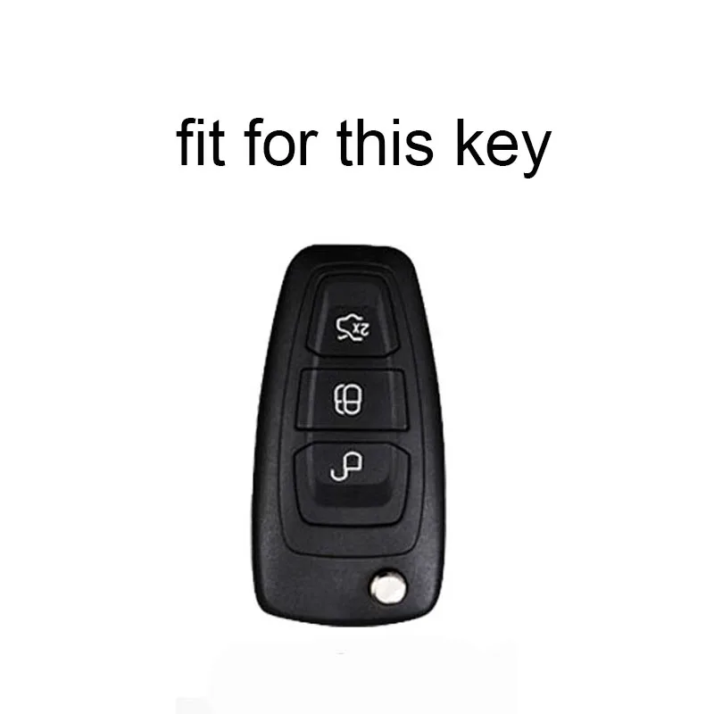

Leather Car Key Cover Case for Ford Ranger C-Max S-Max Focus Galaxy Mondeo Transit Tourneo Keychain Key Cover Fob Shell 3 Button