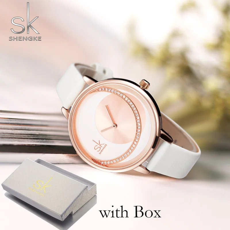 White With Box SK Fashion Luxury Brand Women Quartz Watch Creative Thin Ladies Wrist Watch For Montre Femme Female Clock relogio feminino - Цвет: White With Box