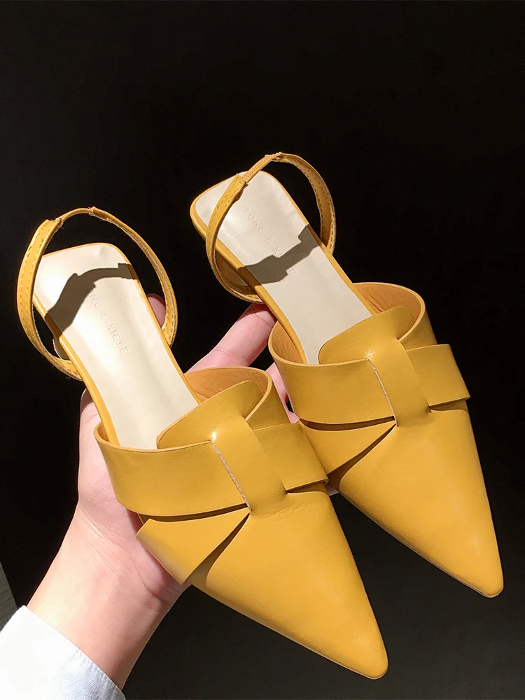 

Women's shoes sandals 2020 spring and summer new pointed cross strap mid heel slippers