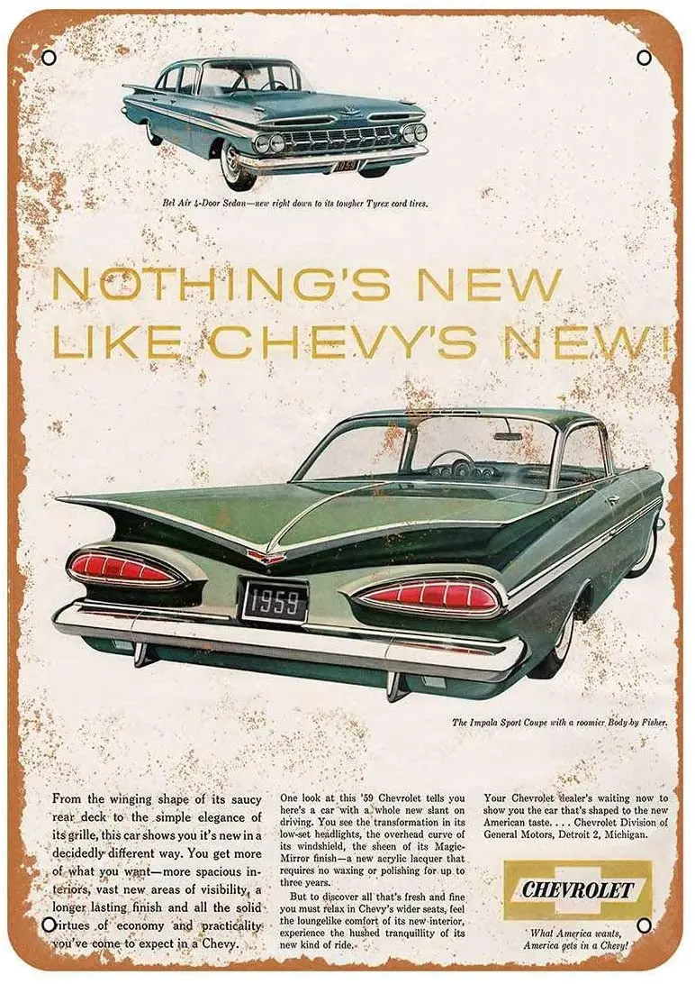 

Diuangfoong 1959 Decor Impala Sport Coupe Vintage Look Metal Sign 12"×8"