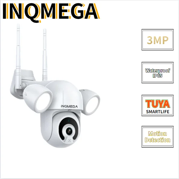 

INQMEGA 3MP TUYA IP Floodlight Courtyard Lighting Outdoor WiFi Camera Alexa Google Home Waterproof Garden Security CCTV