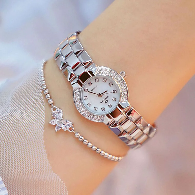 Женский браслет серебряные часы с бриллиантами роскошные брендовые модные