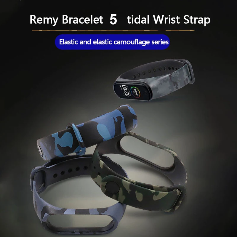 

Colorful Camouflage Silicone Strap For Xiaomi Mi Band 5 Strap Waterproof Smart Watch Strap Replacement Wristband For Xiaomi