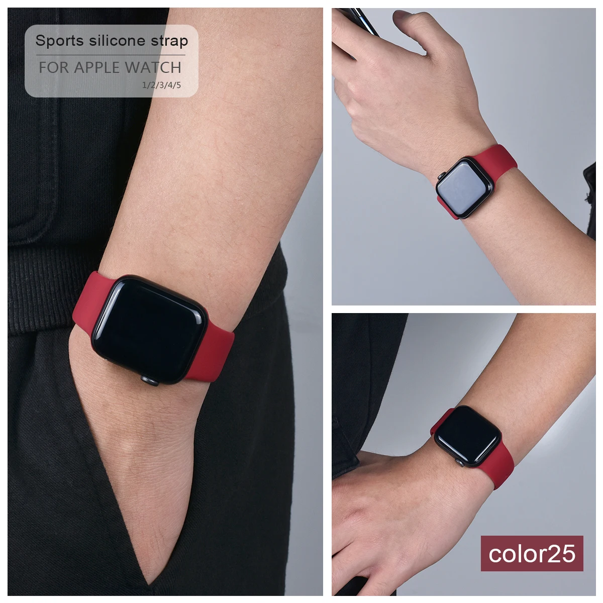 Цветной мягкий силиконовый спортивный ремешок для Apple Watch серии 1 2 3 4 5 38 мм 42 мм резиновый ремешок для часов 40 мм 44 мм iWatch 4/5