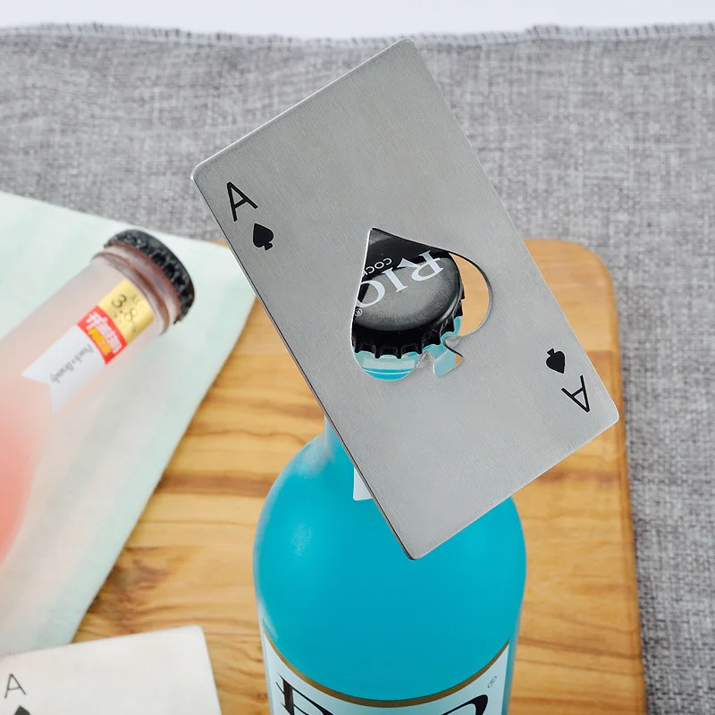 

Portable Poker Beer Bottl Opener Stainless Steel Beer Opener Soda Cap Corkscrew Kitchen Desktop Decoration