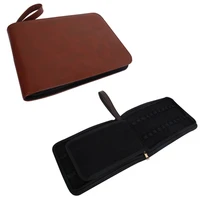 quality fountain pen rollerball pen bag pencil case available for 24 pens black leather pen holder pouch