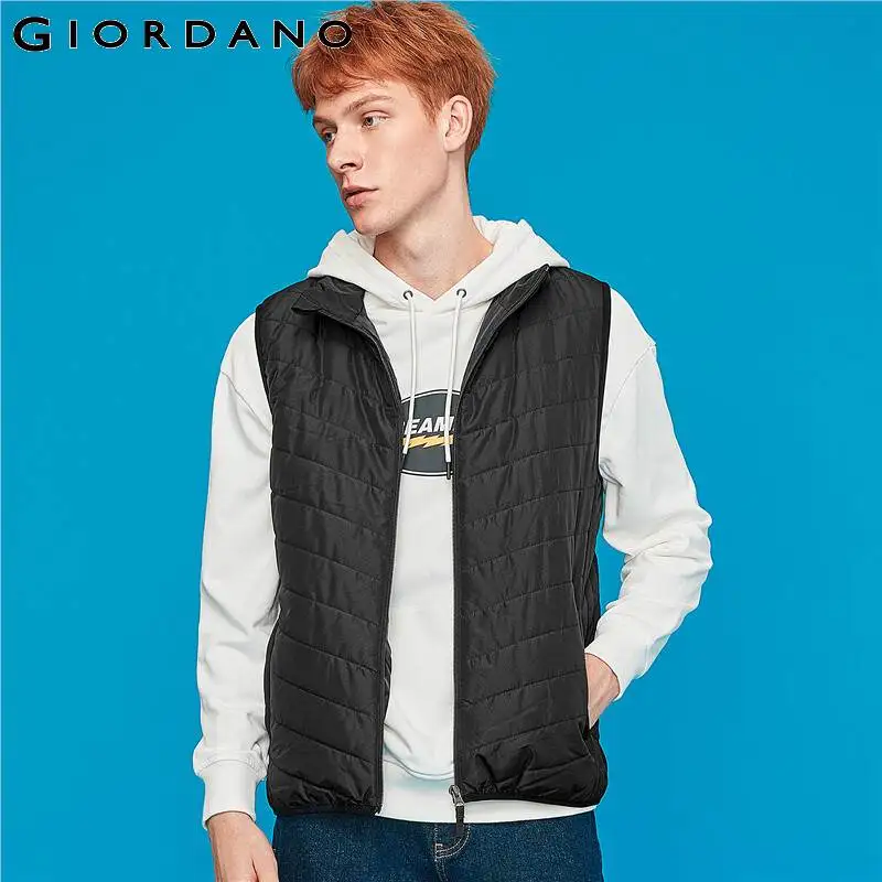 Giordano мужские куртки со стоячим воротником, без рукавов, стеганая куртка Homme с двойным карманом на молнии, Теплая мужская куртка, 01079724