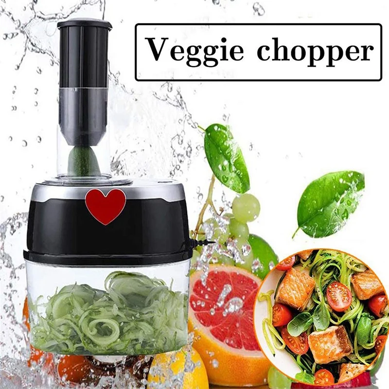 

500W Multifunction Electric Slicer Grater Food Machine Spiral Funnel Potato Cucumber Shredder Vegetable Chopper US Plug