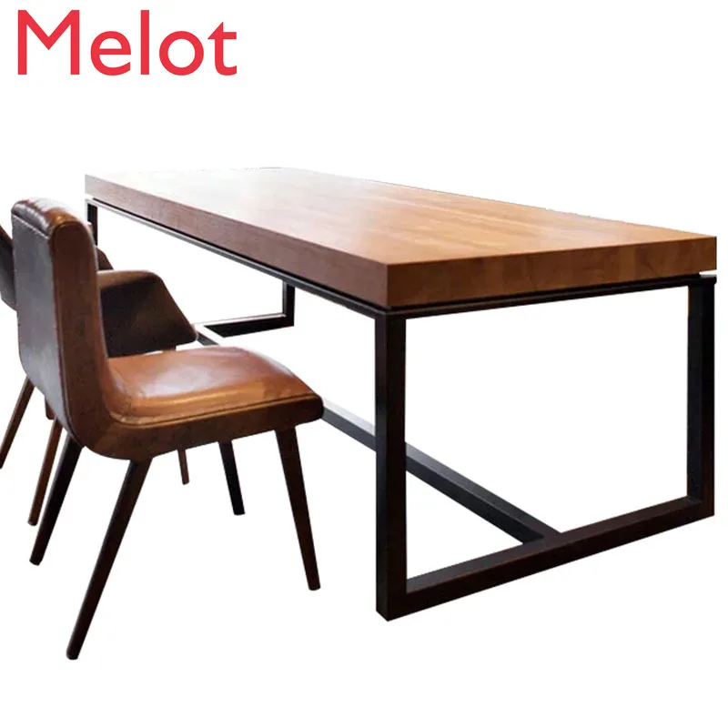 

Настраиваемый обеденный стол из цельного дерева и стул, деревянные обеденные столы с металлическими ножками, современный кухонный стол, ме...