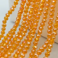 2 3 4 6 8mm orange round czech glass beads faceted flat crystal loose spacer beads for jewelry making accessories bracelet diy