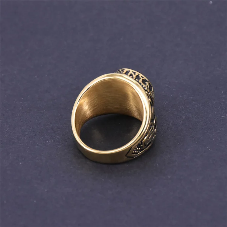 

Wholesale Fine Jewelry red stone jewelry rings gold color titanium steel ring 316L steel zircon rings casting ring for man