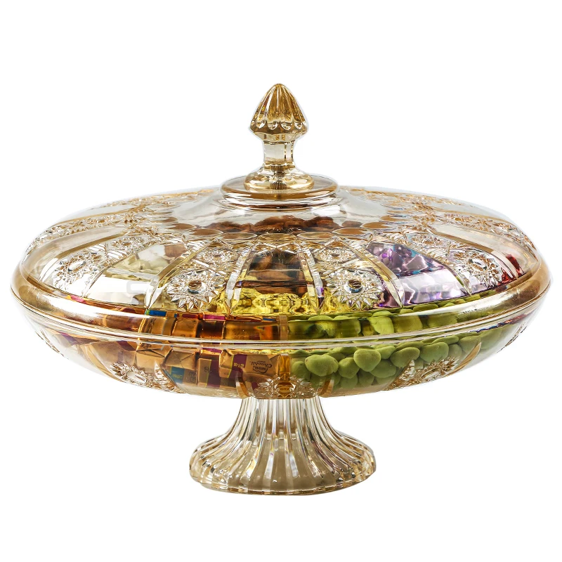 

European Style Creativity Six Grid Dried Fruit Box Acrylic Transparent Snacks Candy Box with Cover Home Living Room Snacks Plate