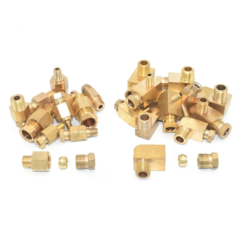 

Compression Ferrule Tube Compression Fitting 4 6 8mm OD Tube Connector Machine tool lubrication Brass oil Pipe Fitting adapter
