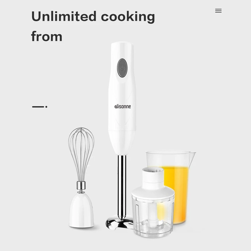 

DISONNE 4-In-1 Household Multifunctional Handheld Food Stick Baby Food Supplement Machine Meat Grinder Egg Beater(US Plug)
