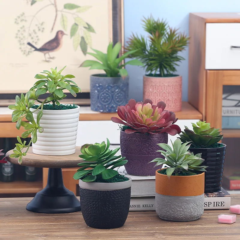 T4U простой керамический трещины поток глазури суккулент горшок для растений