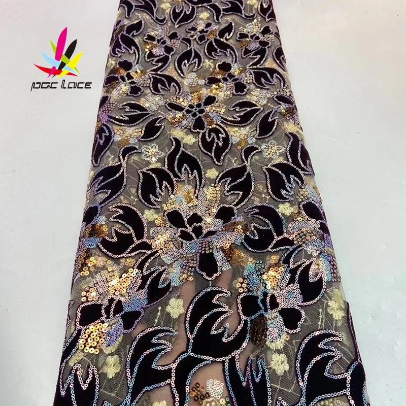 

Velvet Sequin Lace High Quality Royal Blue Sequin Latest Embroidery Fabric Party Asoebi Nigeria African 2020 Good Price