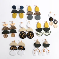 aensoa unusual design geometric polymer clay drop earrings for women handmade multicolor clay earrings pendientes jewelry 2021