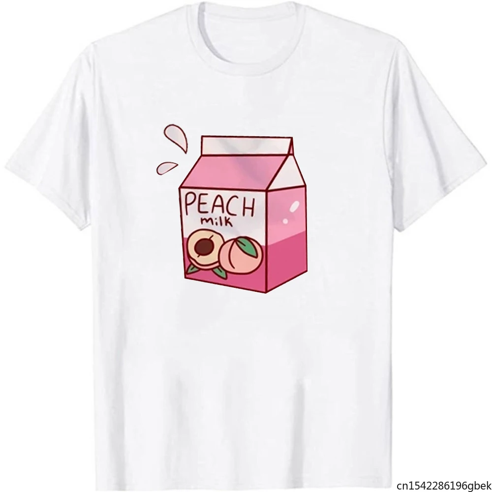 

Peach Milk Summer Fashion Printed T Shirt Women Short Sleeeve Street Style for Girls Kawaii Cute Short Sleeves