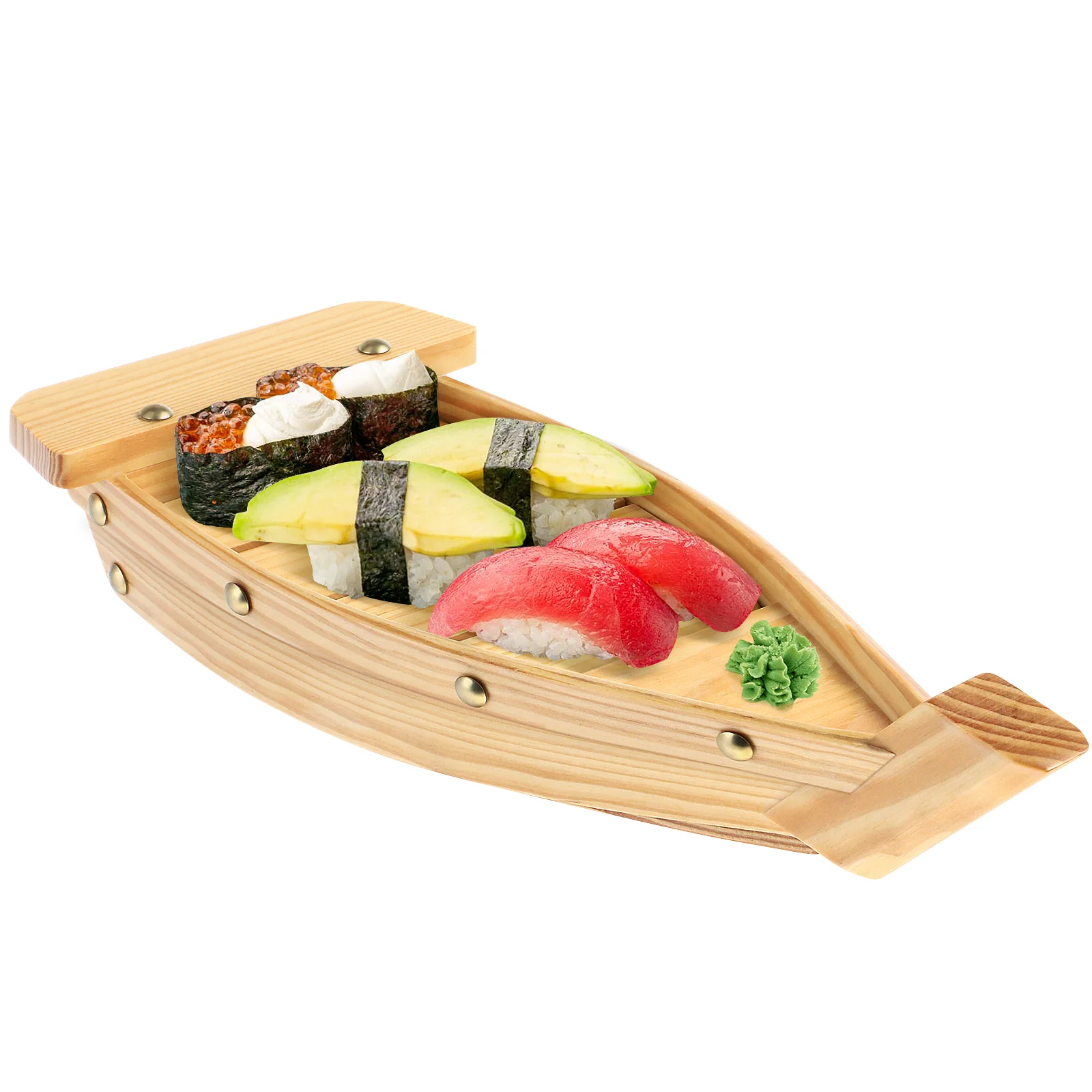 

Деревянный поднос для продуктов многоцелевая тарелка для суши, сашими, лодка, тарелка в форме лодки, поднос для закусок, тарелка для суши для...