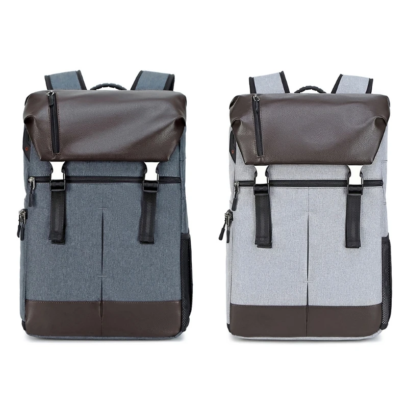 

(light grey)New Leather camera computer bag SLR lightweight professional camera bag multifunctional leisure backpack