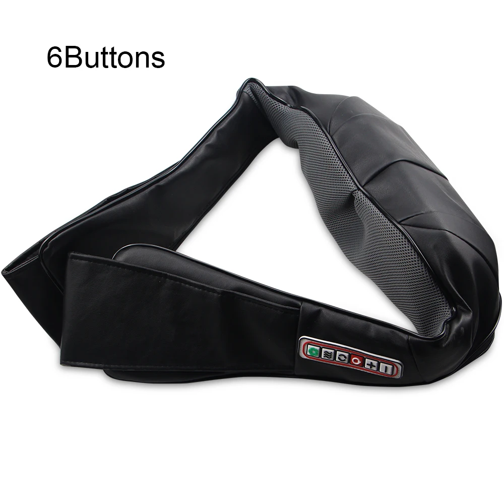 6-Buttons-Black Электрический Массажер шиацу для спины, плеч, тела, шеи, массажер, многофункциональная шаль, инфракрасная, с подогревом, разминающий автомобиль/Домашний Массажер - Цвет: 6-Buttons-Black