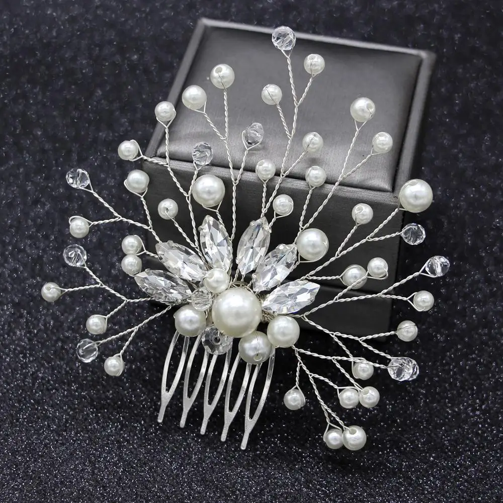 Женские гребни для волос с жемчугом свадебные аксессуары Шпилька стразы тиара