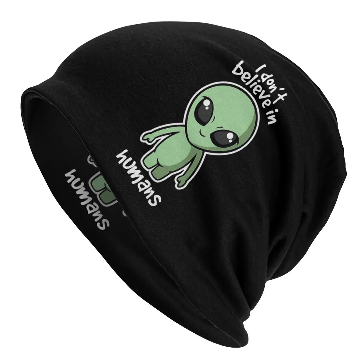 

Alien I Don't Believe In Humans Bonnet Hats Knitted Hat Hip Hop Skullies Beanies Hats Storm Area 51 Alien Dual-use Caps