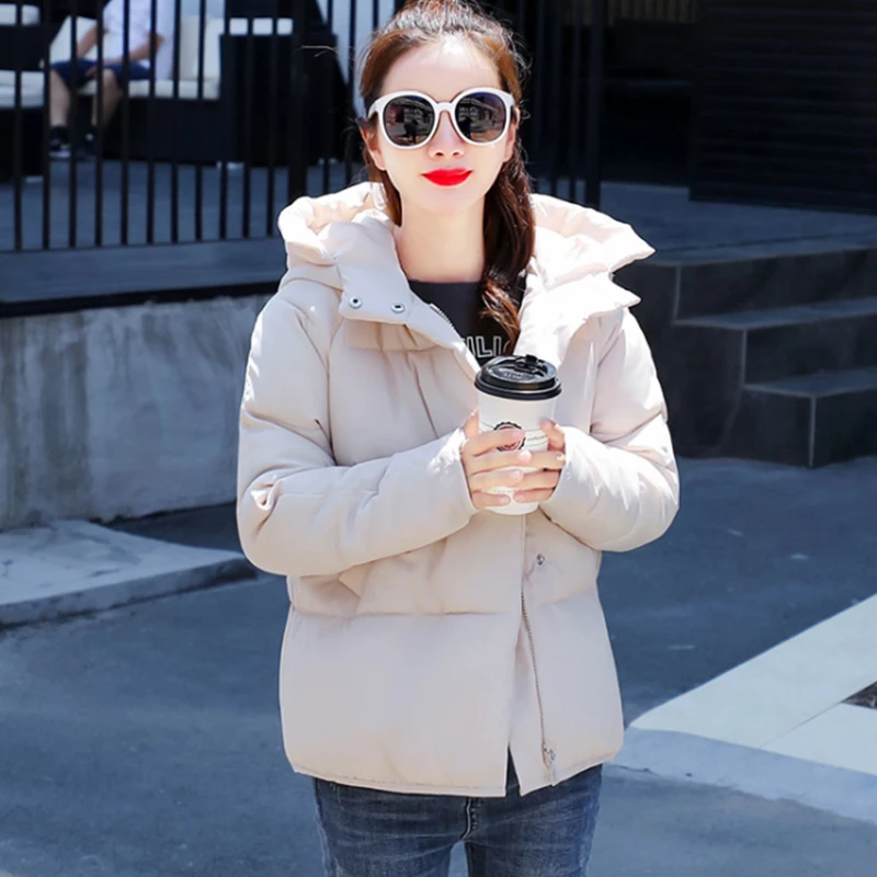 Модные женские зимние куртки короткие оранжевые/красные теплые хлопковые пальто