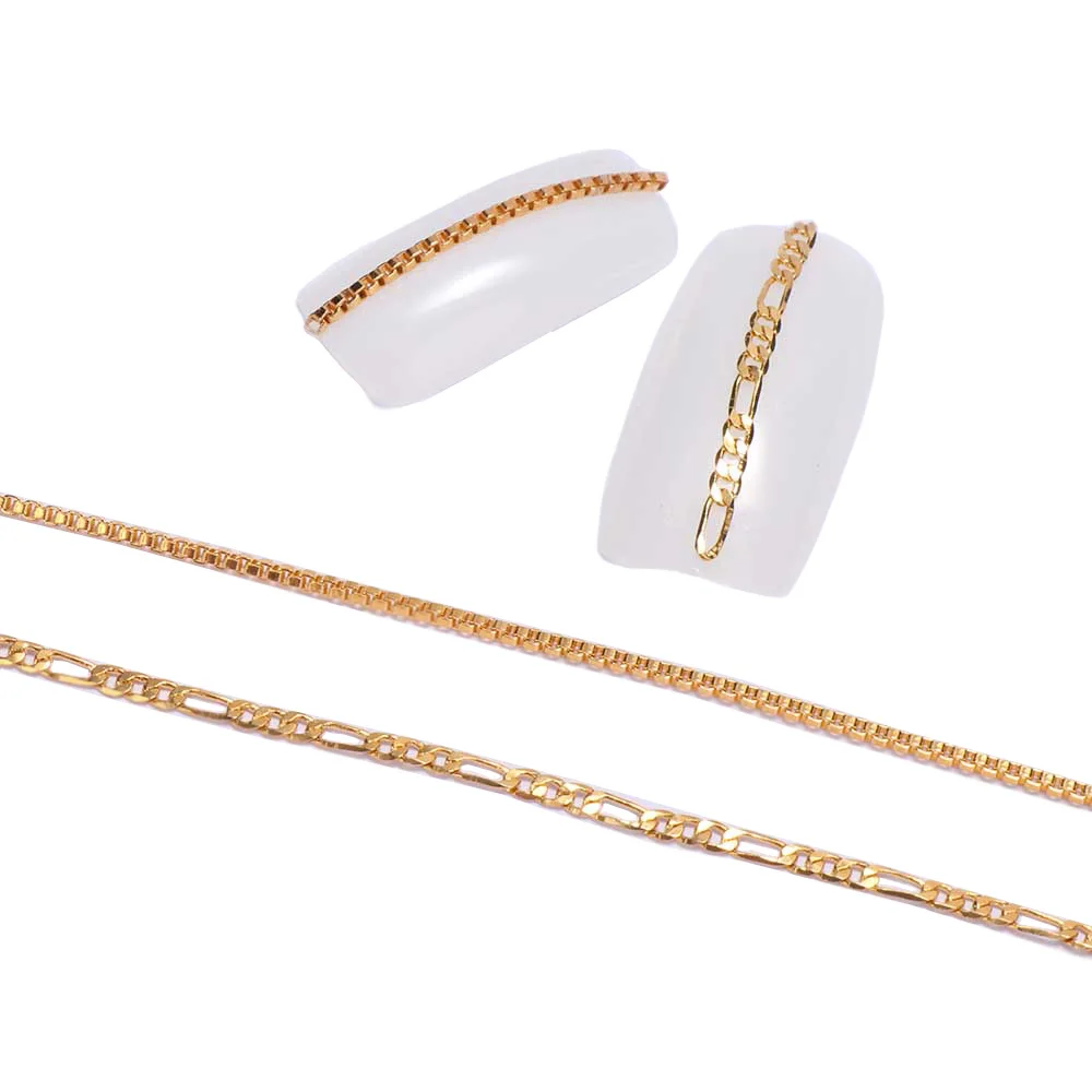 Золотая стальная цепь для ногтей 1 м 3D сделай сам панк металлическое ультратонкое