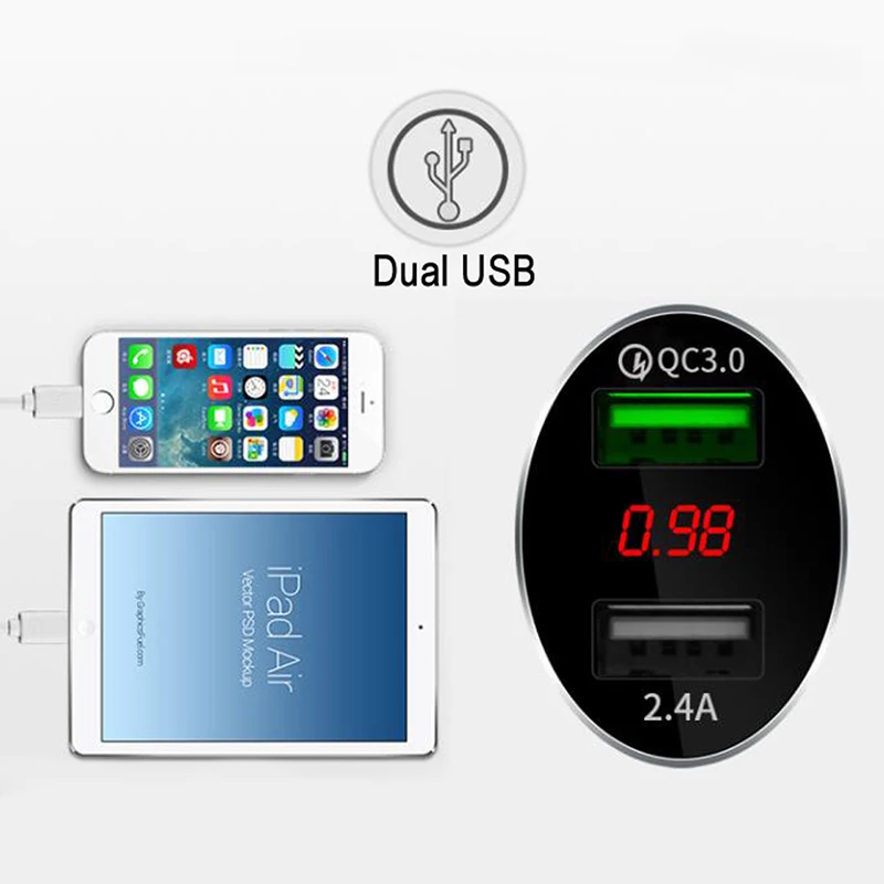 Горячая Распродажа QC 3 0 двойной USB 2 порта автомобильное быстрое зарядное