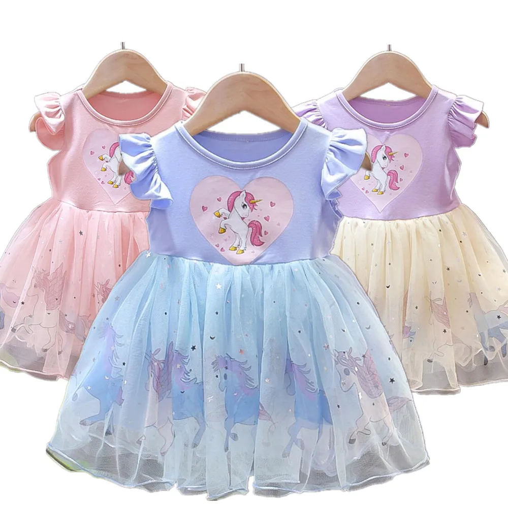 

New Cotton Unicorn Dress For Baby Girl First 1st Birthday Party Tutu Dresses Vestidos Infantil Princess Toddlers' Clothes 0-2Y