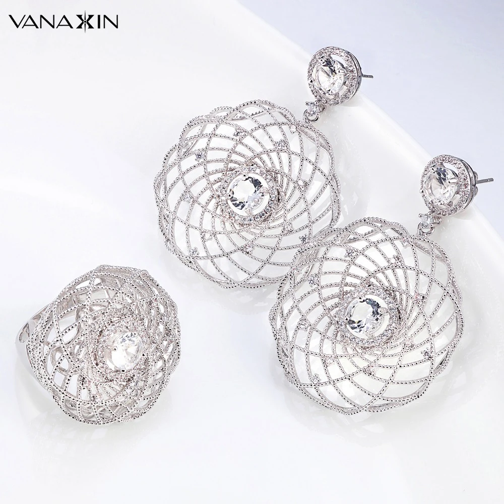 VANAXIN Jewelry Set Charms Earrings Rings Women's Favorite Shiny CZ Fashion | Украшения и аксессуары