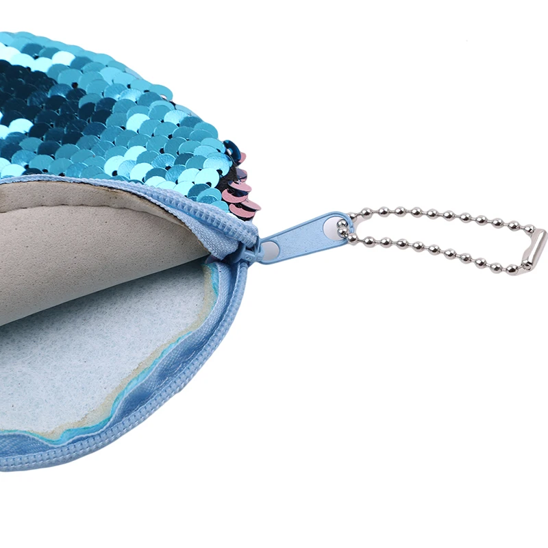 1 шт. круглая мини сумка на молнии с блестящими пайетками двойной цвет для монет