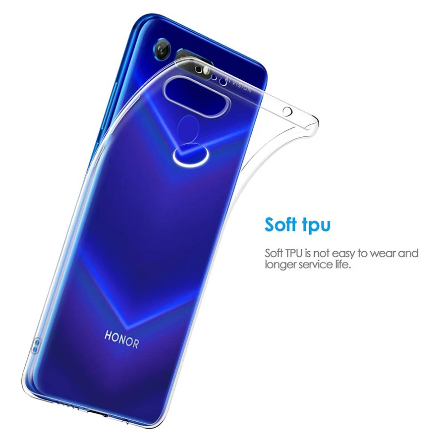 Мягкий ТПУ силиконовый чехол для телефона Huawei Honor View 20 V20 Прозрачный задней панели