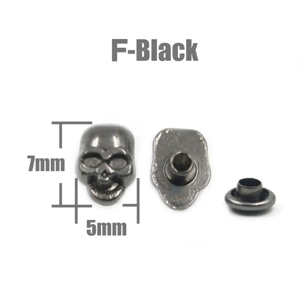 F Black 10Pcs Череп крест кость заклепки с шипами пятна Гвоздика панк-рок DIY Кожа ремесло для одежды мешок обуви части одежды аксессуары - Цвет: F Black 10Pcs