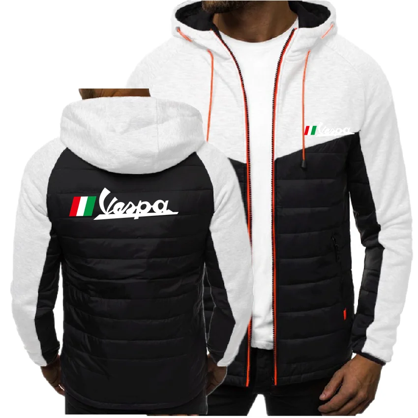 

Vespa Motorcycle Battery Car Car Printing Multicolor Casual Sports Cardigan Winter Stitching Plus Velvet Hoodie Tide Men's Thick