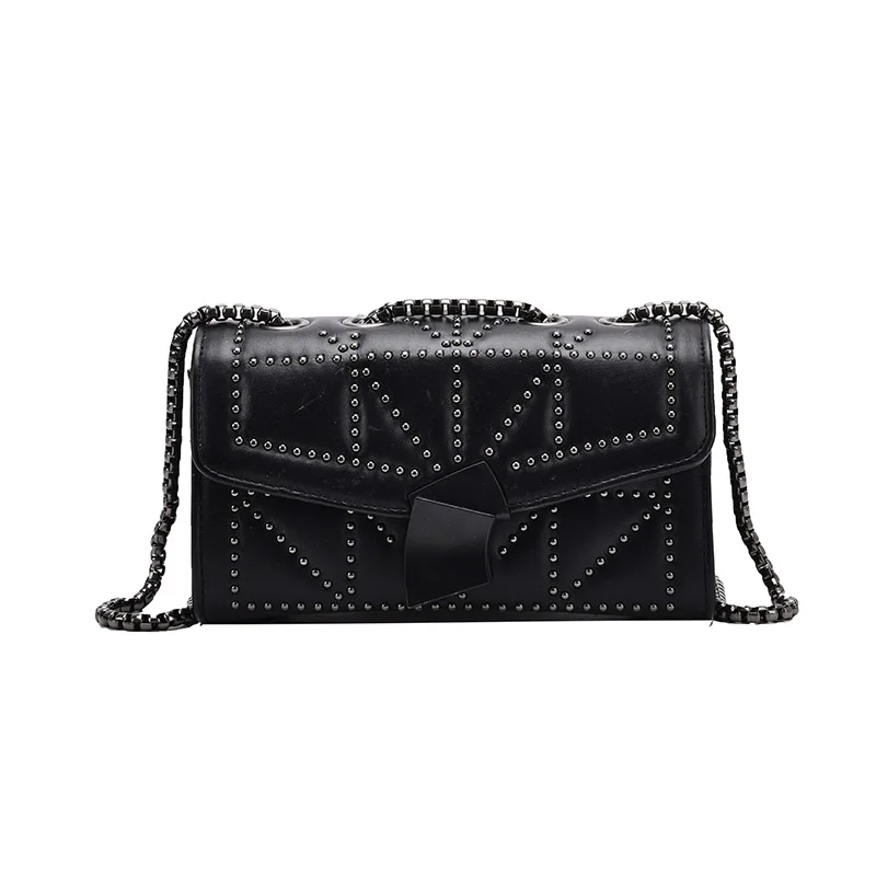 

Crossbody Leather Small Bags PU For Women 2021 Rivets Shoulder Messenger Bag Female Travel Handbags Chain Cross Body Bag