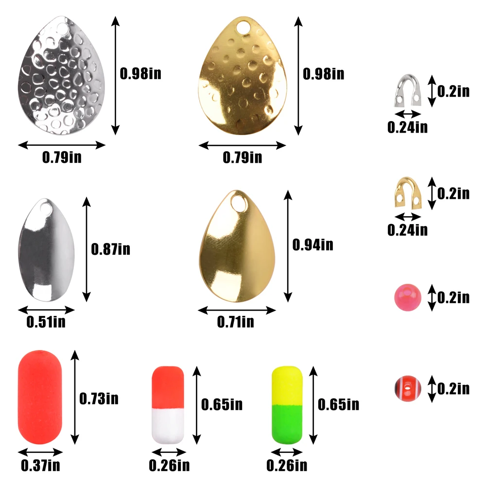 170 шт./коркор. Набор для изготовления рыболовной приманки включает спиннерные
