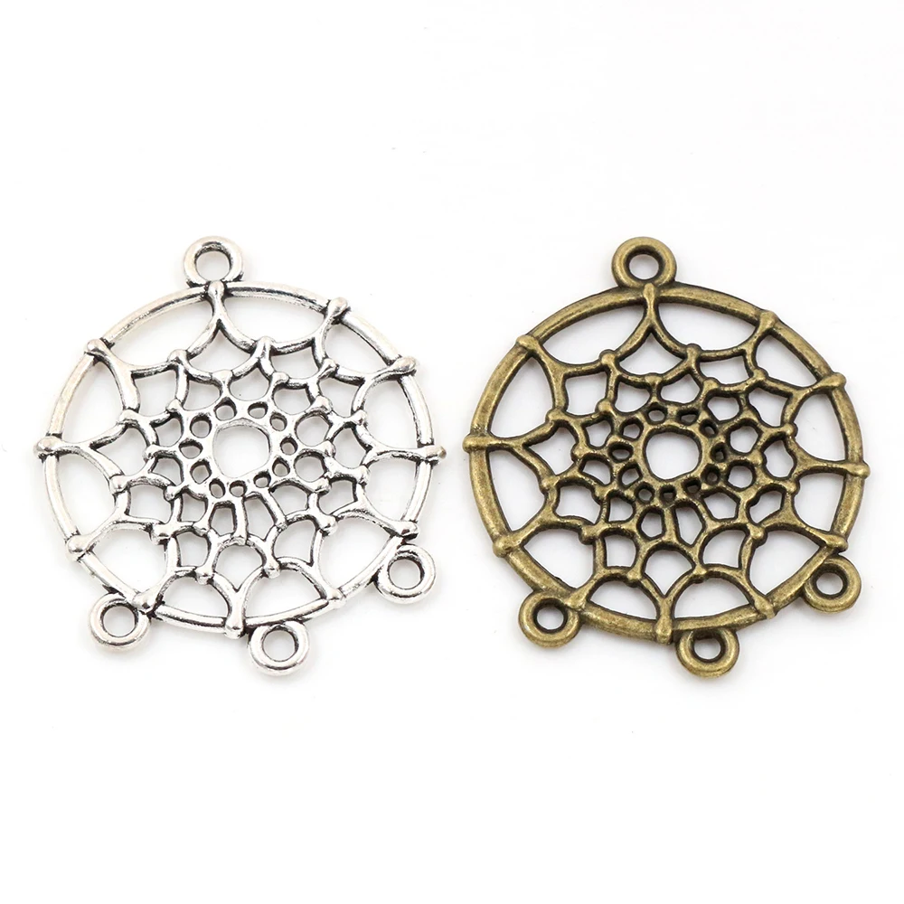 

34x29mm 10pcs Antique Silver Plated Bronze Plated Spiderweb Style Connector Handmade Charms Pendant:DIY for bracelet necklace